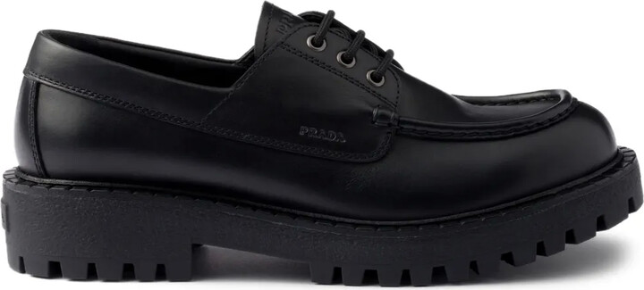 Prada Leather Lace-Up Derby Shoes
