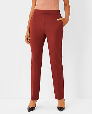 The Side-Zip Straight Pant in Bi-Stretch Ann Taylor Women Clothing Pants Stretch Pants 