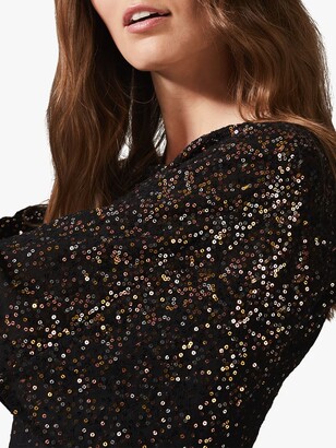 Phase Eight Graduated Sequin Blouse, Black