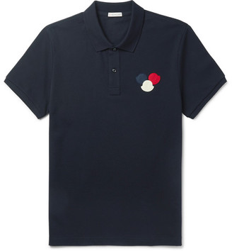 Moncler AppliquÃ©d Cotton-piquÃ© Polo Shirt - Navy