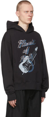 C2H4 Black 'My Own Private Planet' Grunge Guitar Print Hoodie