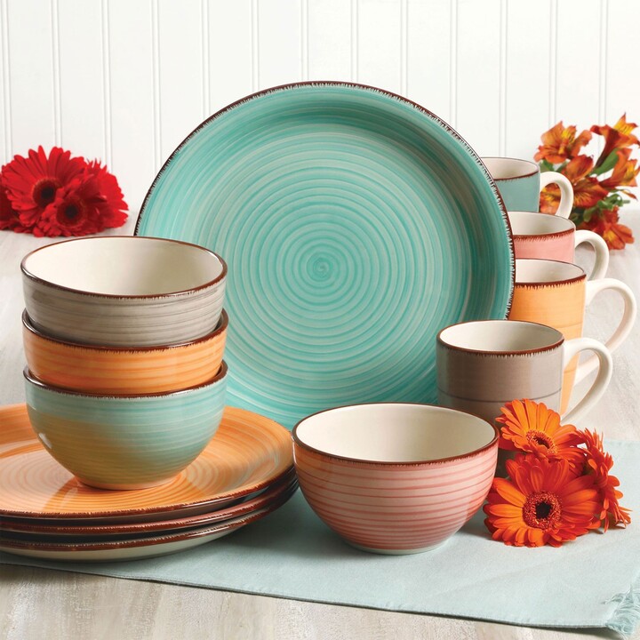 Gibson Home Color Vibes Pastel 12 Piece Mix and Match Stoneware
