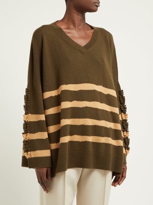 Barrie Fancy Coast Striped Cashmere Sweater - Green Multi