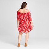 Thumbnail for your product : Almost Famous Women's Plus Size Smocked Cold Shoulder Dress Red