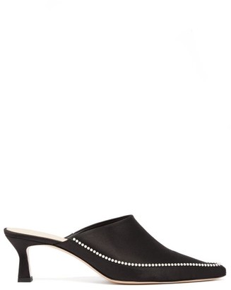 Wandler Bente Pearl-embellished Point-toe Satin Mules - Womens - Black Wandler Bente Pearl-embellished Point-toe Satin Mules - Womens - Black