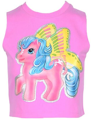 Moschino My Little Pony Pink Cropped Cotton Women's Slevesless Top