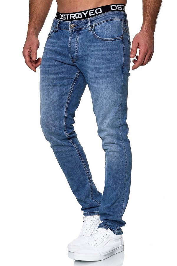 MERISH 9148-2100 Jeans Mens Slim Fit Jeans Trousers Stretch Designer  Trousers Denim - Blue - 31 W/32 L - ShopStyle