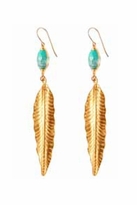 Thumbnail for your product : Heather Gardner Gold Wrapped Turquoise Feather Earrings in Gold