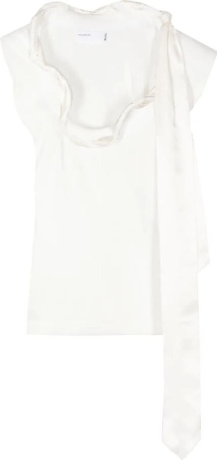 Toga Scarf-Detail Ruffle-Trim Blouse