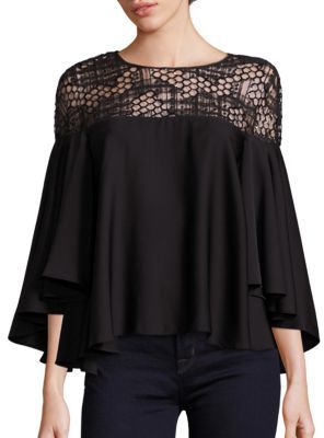 Milly Angie Geometric Sequin Silk Blend Top