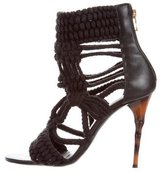 Thumbnail for your product : Balmain Leather-Trimmed Rope Sandals