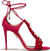 Thumbnail for your product : Aquazzura Studded Suede Ankle-Tie Sandal