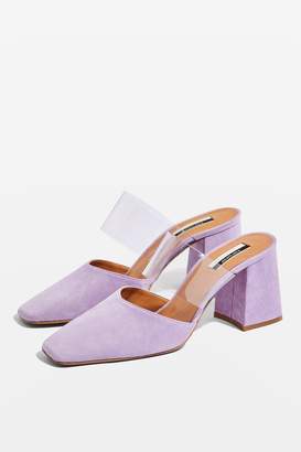 Topshop Womens Goldie Clear Strap Mules - Lilac