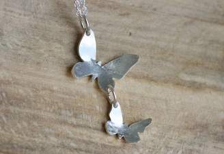 Jemima Lumley Jewellery Handmade Silver Double Butterfly Pendant
