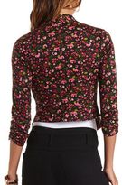 Thumbnail for your product : Charlotte Russe Floral Print Open Front Asymmetrical Blazer