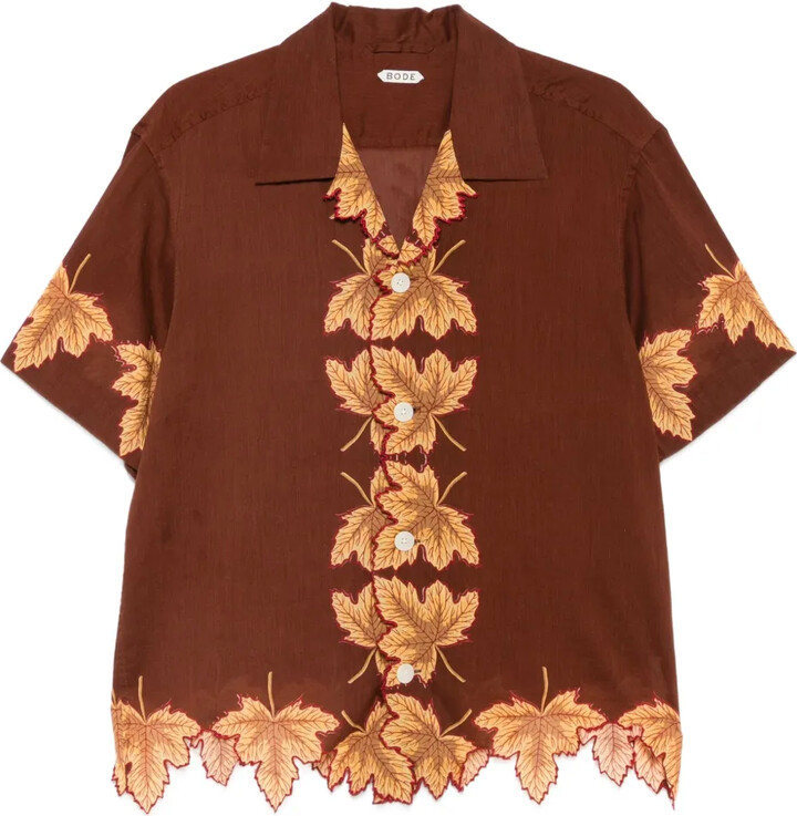 Bode Leaf-Print Scalloped Shirt