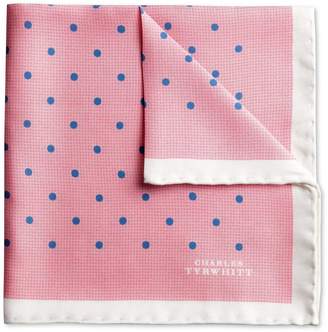 Charles Tyrwhitt Pink and blue classic printed spot pocket square