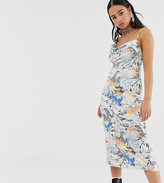Thumbnail for your product : Reclaimed Vintage inspired midi dress with cowl neck in japanese print