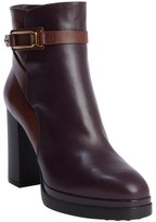 Thumbnail for your product : Tod's raspberry and brown leather heeled platform ankle boots