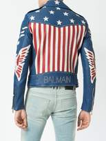Thumbnail for your product : Balmain American flag print leather jacket