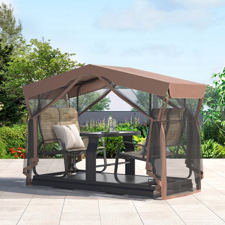 Erommy 4Seat Patio Swing Chair Outdoor Glider Benches, Aluminum Frame