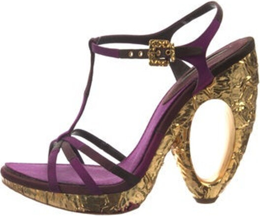Louis Vuitton - Authenticated Sandal - Glitter Gold Plain for Women, Very Good Condition