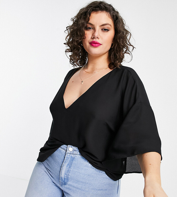 black chiffon plus size top