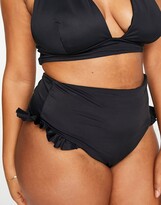Thumbnail for your product : ASOS Curve ASOS DESIGN Curve mix and match frill high waist bikini bottom in black