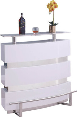 Chintaly Imports Wooden & Stainless Steel Bar W/ Ceramic Top