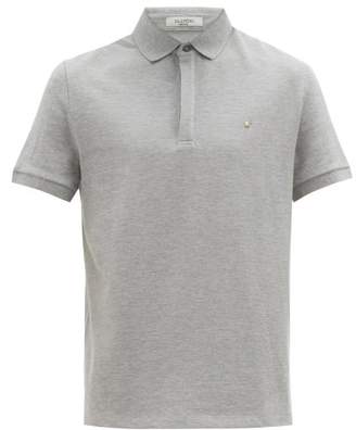 Valentino Rockstud Cotton Polo Shirt - Mens - Grey