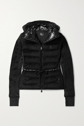 MONCLER GRENOBLE Hooded Stretch-jersey And Shell-trimmed Fleece Down Jacket - Black