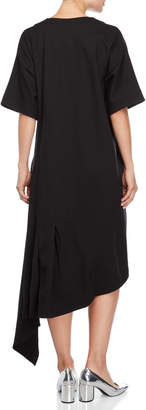 Jil Sander Black V-Neck Asymmetrical Dress
