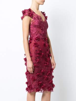 Marchesa Notte embroidered floral-appliquéd dress