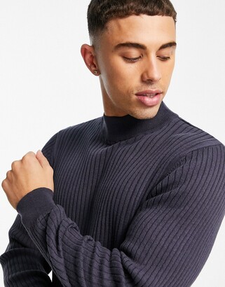mens black cotton turtleneck
