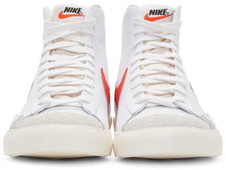 Nike White and Red Blazer Mid 77 Vintage Sneakers