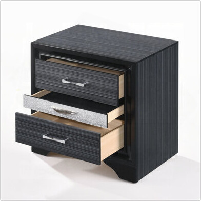 Everly Quinn Contemporary Black Finish Wooden Nightstand With Storage Drawers For Modern Bedroom Decor And Organization