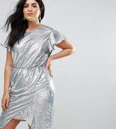 Thumbnail for your product : ASOS Curve Sequin Wrap Dress With Tie Neck