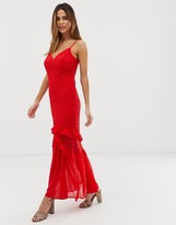 red cami maxi dress