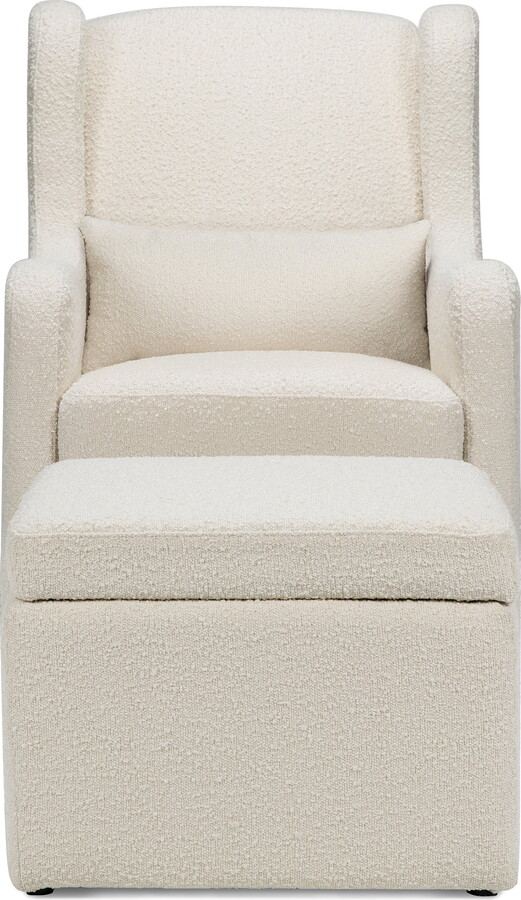 Carter's by DaVinci Adrian Swivel Glider with Storage Ottoman in Ivory Boucle