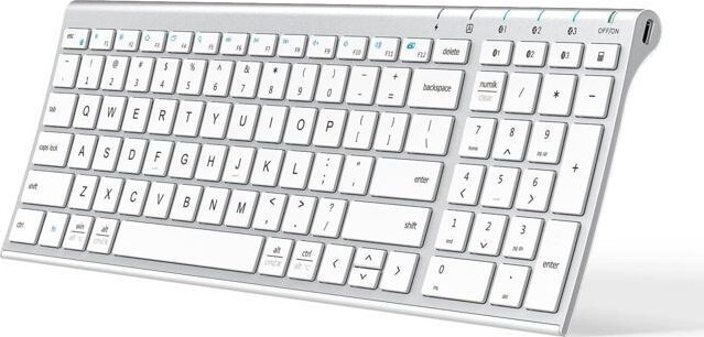 PISKEKAT iClever BK10 Bluetooth Keyboard, Multi Device Keyboard Rechargeable Bluetooth 5.1 with Number Pad Ergonomic Design Full Size Stable Connection...