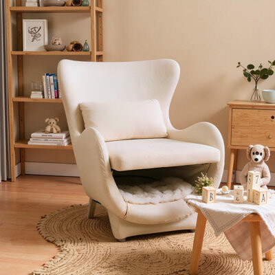 Pet Friendly Modern Velvet Accent Chair - Mid-Century Style Leisure Sofa for Living Room & Office, White