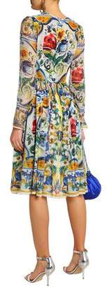 Dolce & Gabbana Pleated Printed Silk-georgette Dress