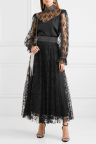 Thumbnail for your product : Christopher Kane Crystal-embellished Pleated Lace Midi Skirt - Black