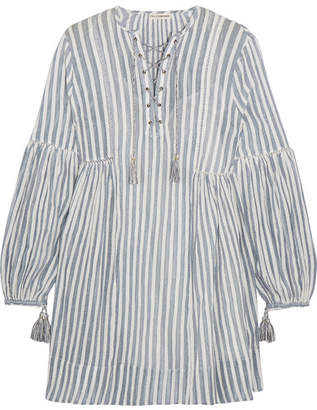 Ulla Johnson Helena Striped Cotton-gauze Mini Dress - Sky blue