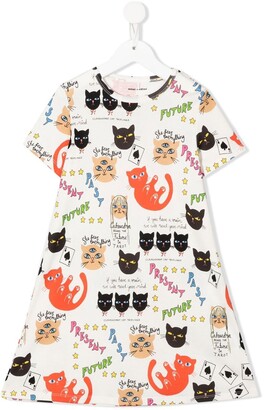 Mini Rodini Clairvoyant Cats graphic-print T-shirt dress
