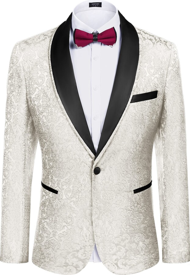 COOFANDY Men's Floral Tuxedo Suit Jacket Slim Fit Dinner Jacket Party