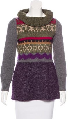 Philosophy di Alberta Ferretti Cowl Neck Abstract Patterned Sweater