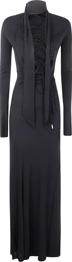 ATTICO Lace-Up Long-Sleeves Maxi Dress