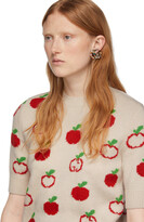 Thumbnail for your product : Gucci Off-White Jacquard GG Apple Half-Sleeve Sweater