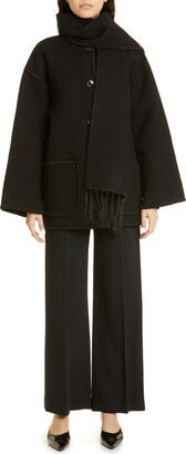 Chain stitch wool blend scarf jacket totême Clearance